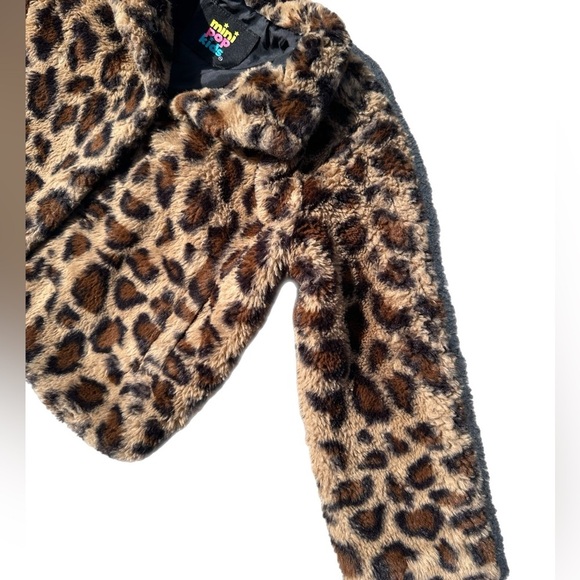 Mini Pop Kids Girls Cheetah Fluffy Coat Size 6 - Picture 2 of 6